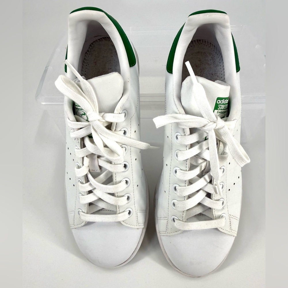 Adidas Stan Smith Leather Classic Tennis Sneaker Shoe, White/Green, Size 8 - Picture 3 of 8
